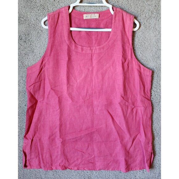 Vintage POTATO Clothing Tank Top Pink 100% Linen Harvested in the USA Leisure L - Picture 1 of 10